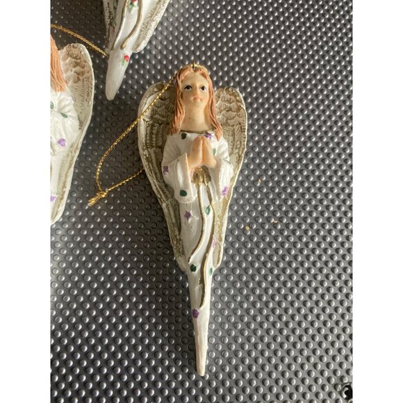Vintage Plaster Angel Ornaments Set of 6 | Praying & Singing Angels 1990s - Picture 4 of 9